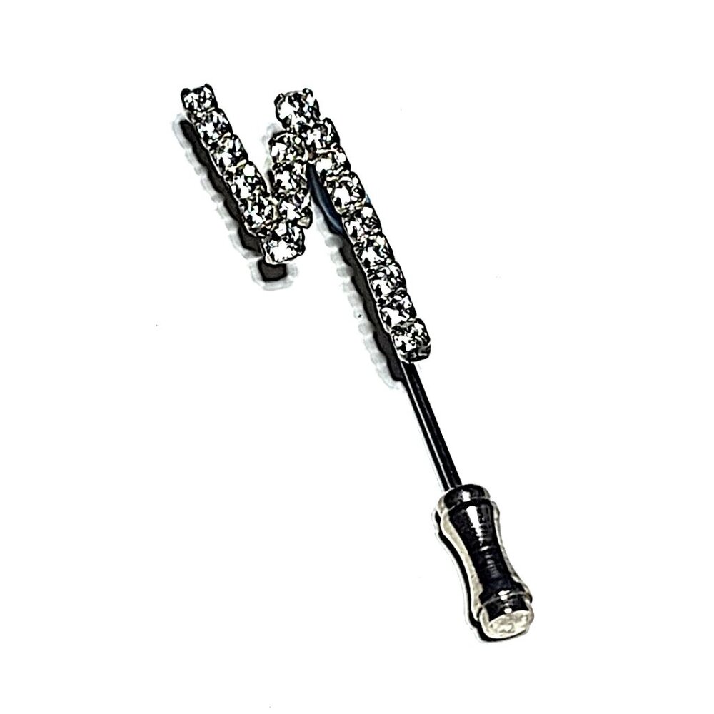 Lightening bolt rhinestone brooch stick pin